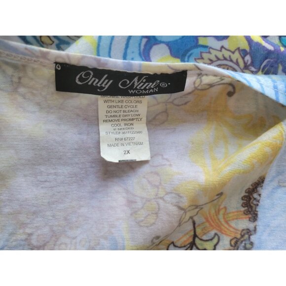 Only Nine Womens Top 2X Plus Tee Short Sleeve Polyester Laser Cut Blue PAI7E - Picture 7 of 8